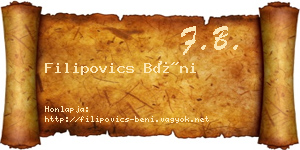 Filipovics Béni névjegykártya